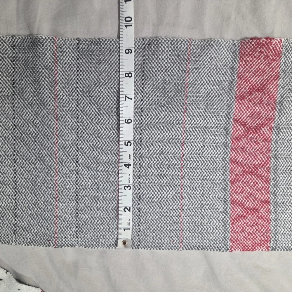 TALBOTS FAIRISLE SWEATER Winter White Red SCARF Cotton Cashmere Blend 72x9.5